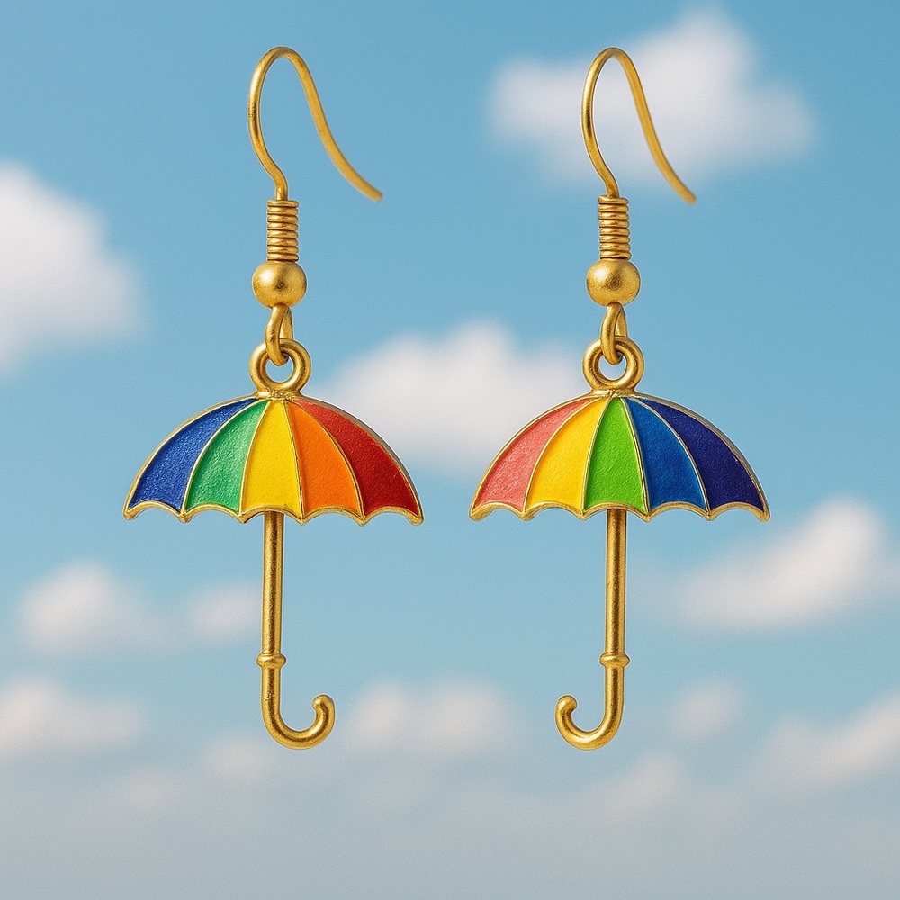 Rainbow Umbrella Earrings Jewelry